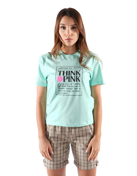 Think Pink Big Logo Shirt Wmn ice green