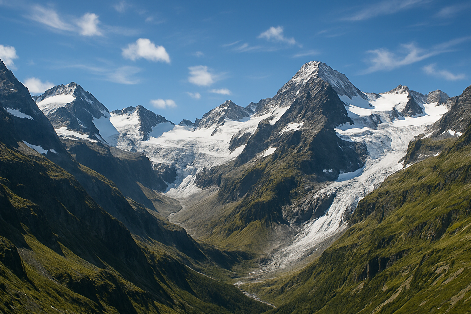 alpine Berglandschaft aus Tirol mit Gletscher und Himmel